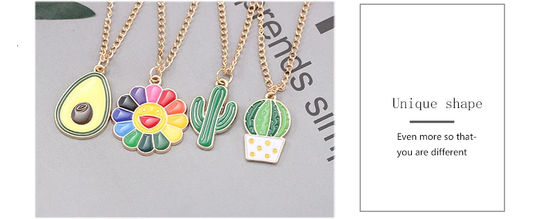 Милое милое ожерелье авокадо для женщин девочек растение кактус Подсолнух авокадо Эмаль Подвеска, ожерелье, чокер Шарм подарок ожерелье