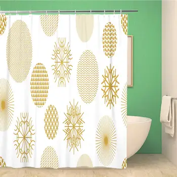 

Shower Curtain Simple Christmas Pattern with Geometric Motifs Snowflakes and Circles Different 66x72 Inches Waterproof Polyester