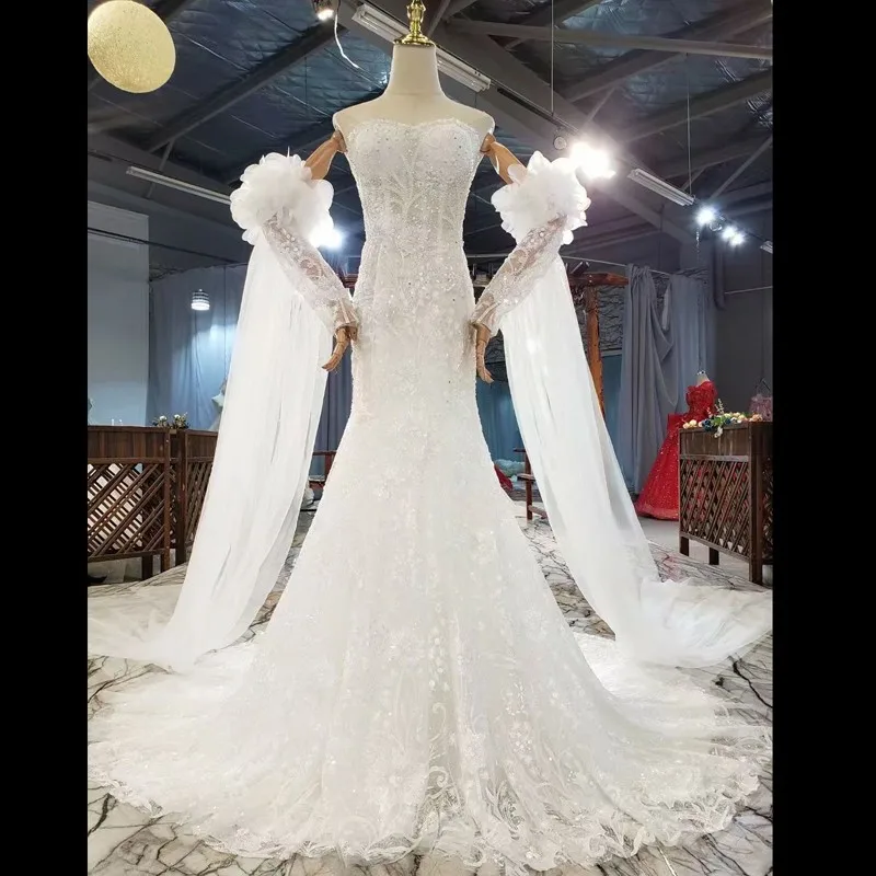 『Cheap!!!』- Gorgeous Mermaid Lace Wedding Dresses Appliques Beads
Long Sleeves Romantic 2021 Bridal Dress For Women Vestido De Noiva
