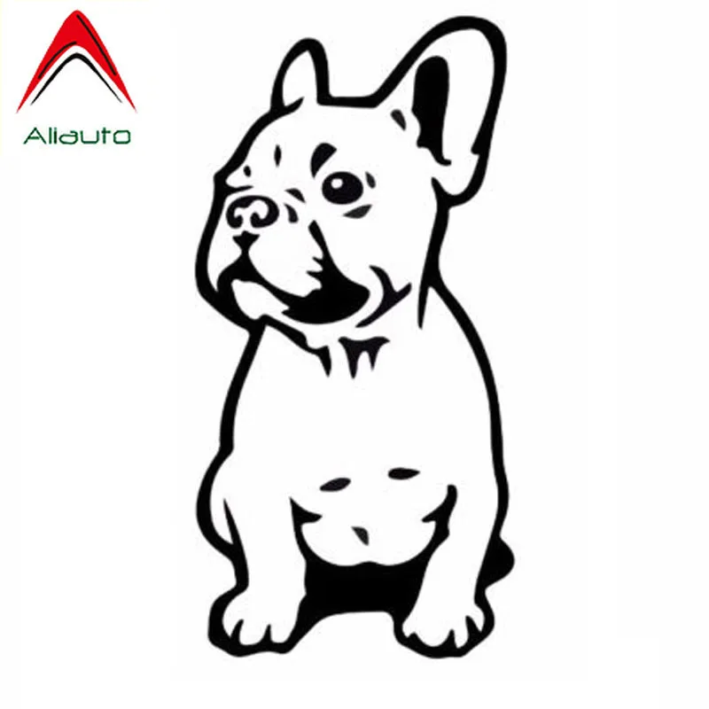 

Aliauto Personality Funny Car Sticker French Bulldog Dog Pet Animal Breed Vinyl Sunscreen Anti-UV Decal Black/Silver,7cm*15cm