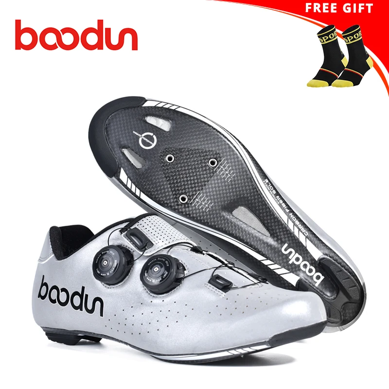 Socks with Silver Кроссовки из углеродного волокна для шоссейного велоспорта, самоблокирующиеся уличные велосипедные педали sapatilha ciclismo, ультралегкие светоотражающие велосипедные кроссовки - Цвет: Socks with Silver
