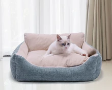 

Nice Square Spacious And Comfortable Cotton Dog Sofa Four Seasons Deep Sleeping Pet Seat Mat Breathable Pet House Washable Bed
