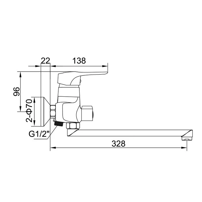 

Bath mixer Accoona A7142, single lever, silumin, chrome