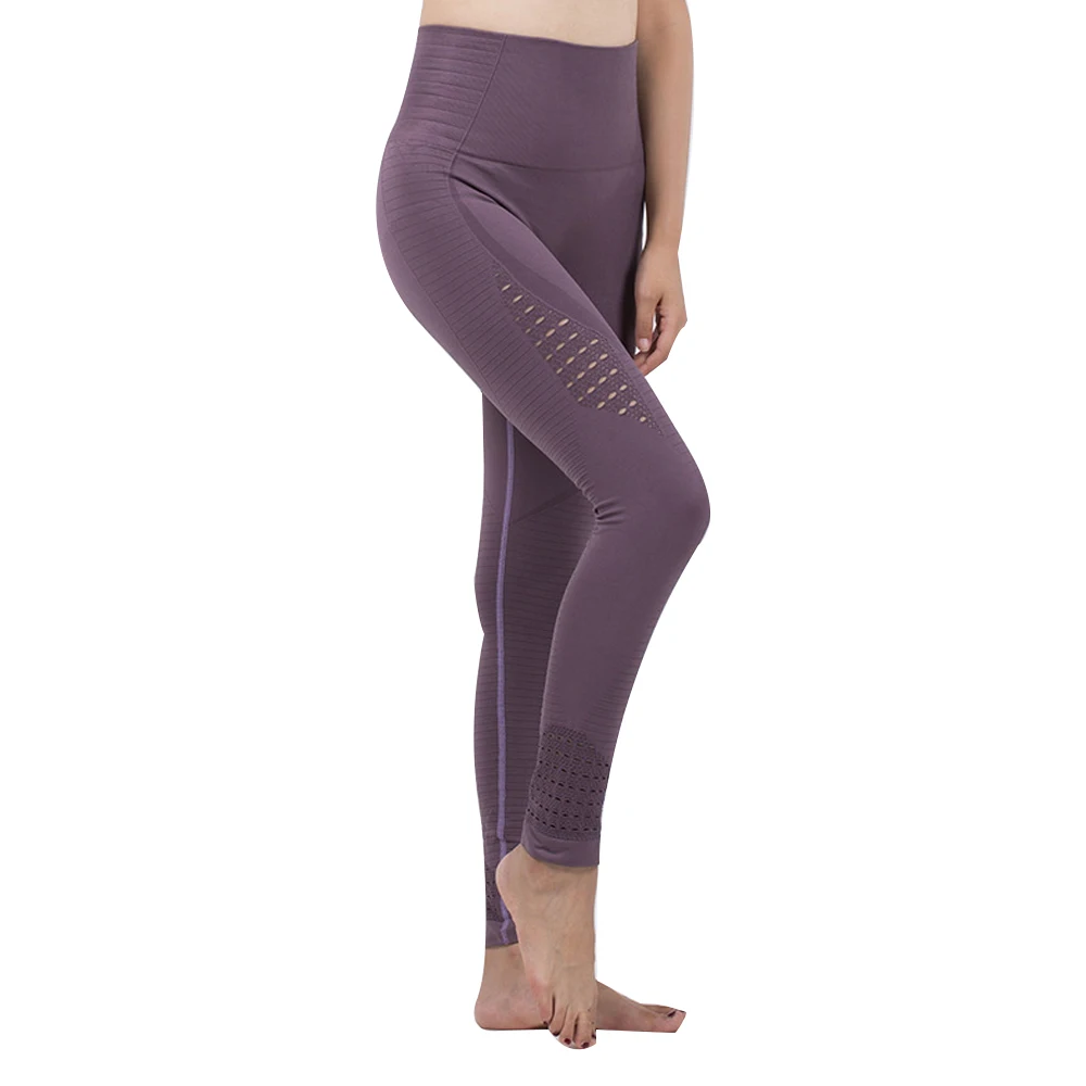 SFIT бесшовные леггинсы женские сексуальные штаны для йоги спортивные Леггинсы с пуш-ап высокой талией штаны для бега открытые эластичные леггинсы для фитнеса - Цвет: Фиолетовый