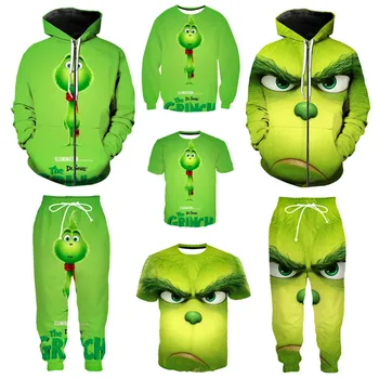 

Christmas Grinch Hoodies Sweatshirts cosplay Christmas costume Grinch 3D Printing zipper Hoodie Jacket men and women sweater
