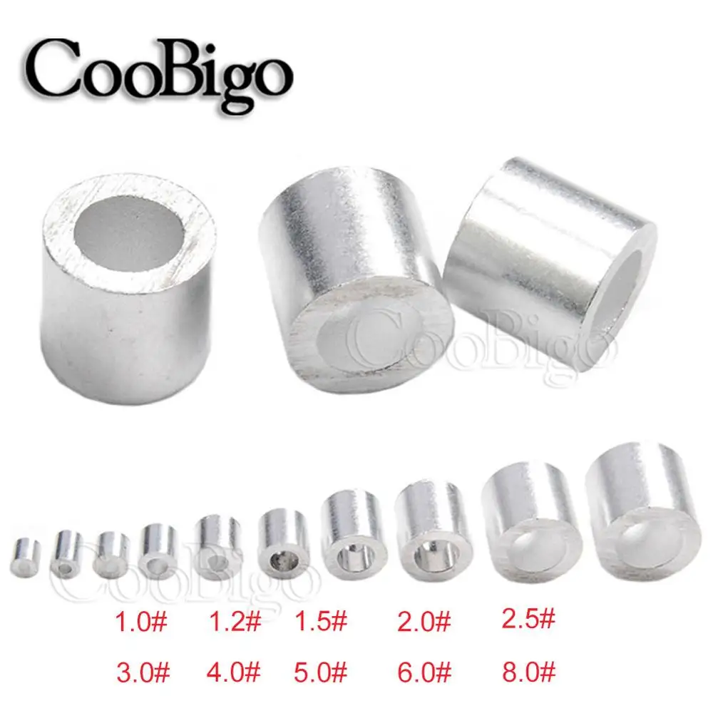 20pcs Aluminum Cord Lock Cable Crimps Sleeves Cable Stopper Ferrule Stops For Snare Wire Rope Clip Fittings Hardware M1.0~M8.0