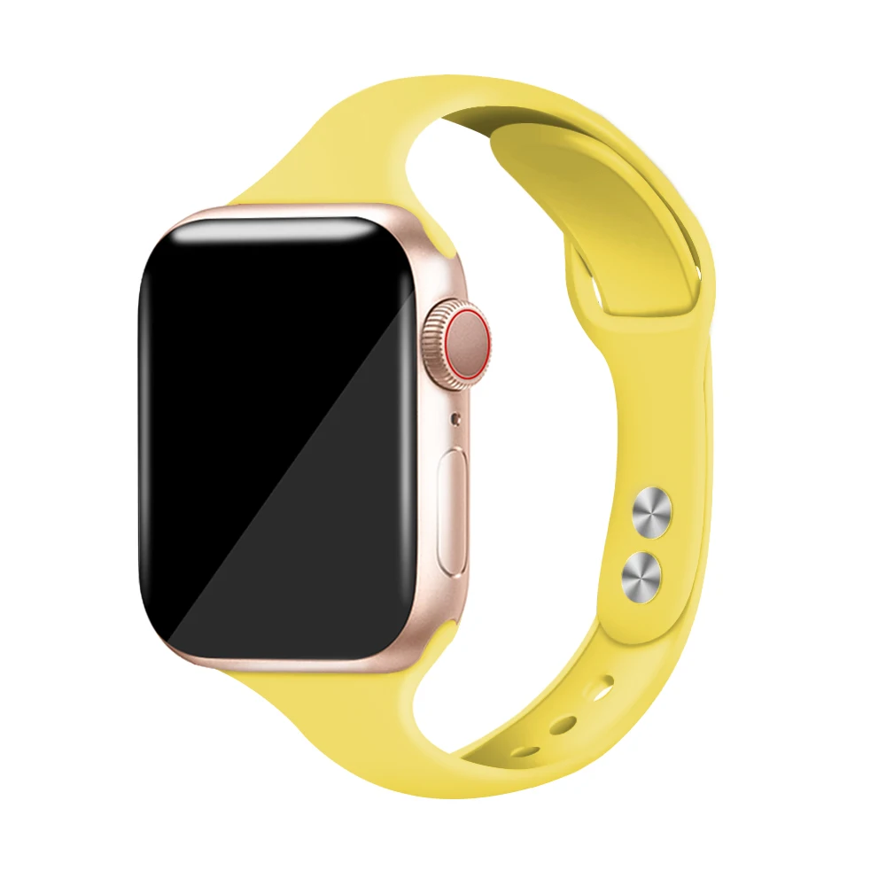 Силиконовый ремешок для наручных часов Apple Watch 38 мм, 42 мм, iwatch, версия 4 полосным 44 мм/40 мм спортивный браслет резиновый ремешок для наручных часов iwatch, версия 5 4 3 2 1 - Цвет ремешка: Yellow