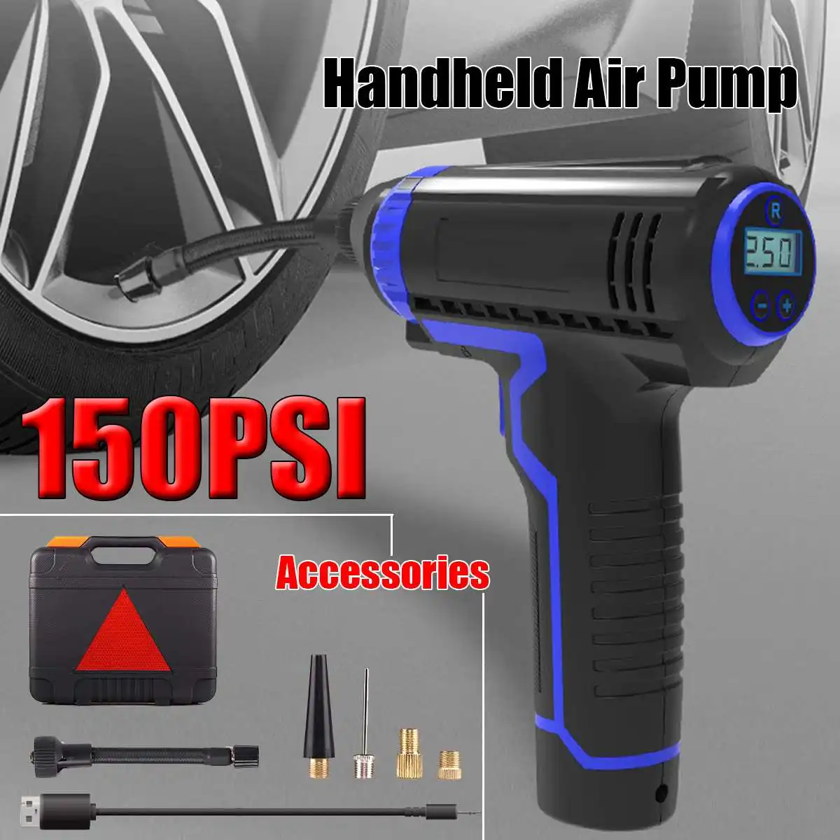 Compressor de ar do Carro Protable sem Fio Bomba de ar Inflador de Pneus para Motos e Carros Handheld Novo Carregamento Inflator Elétrica 12v Usb Mod. 187760
