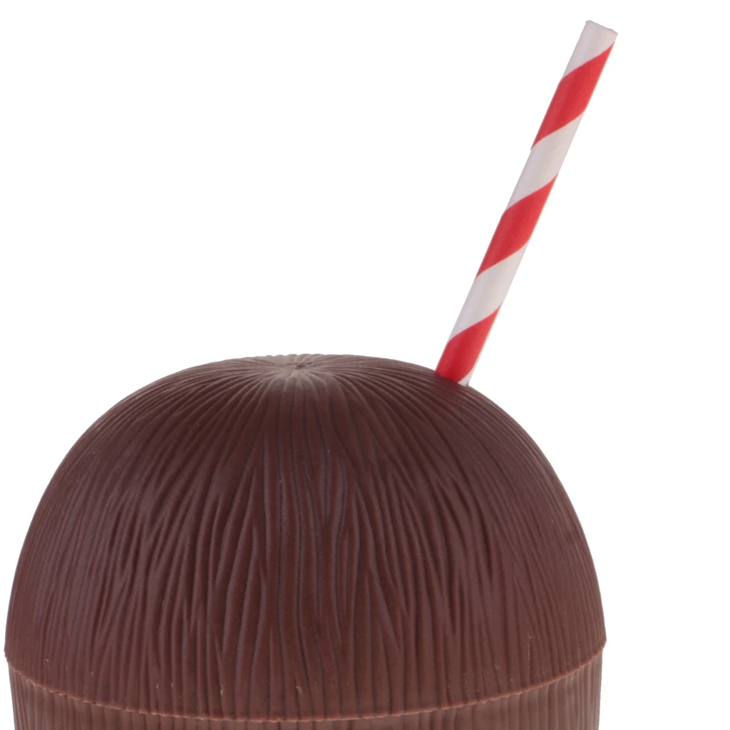 Tropical Fruit Coconut Pineapple Fruit Shaped Drink Cup Juice Cup with Straw Hawaiian Luau Summer Beach Birthday Party Supplies