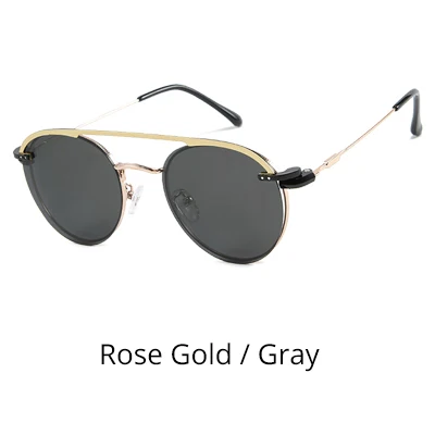 Rose Gold - Gray Поляризованные солнцезащитные очки на магнитной застежке с двумя оклоками для женщин Ретро Круглые Солнцезащитные очки для женщин D062 - Цвет линз: Rose Gold - Gray