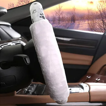 

Gray Paw Print Car Seat Covers Set Auto Car Steering Wheel Guard Cover 38CM/15
