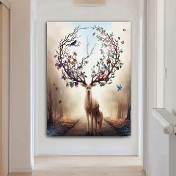 

Nordic Elk Deer Canvas Painting For Living Room Prints And Posters Animal Art Modern Decorative Pictures Home Decor