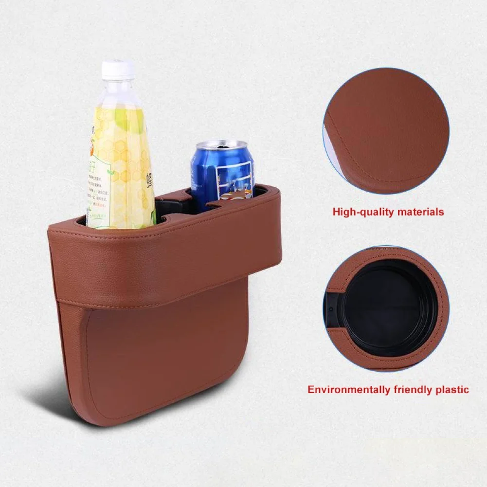Faux Leather Car Drive Seat Gap Filler Storage Box Bottle Phone Holder Organizer