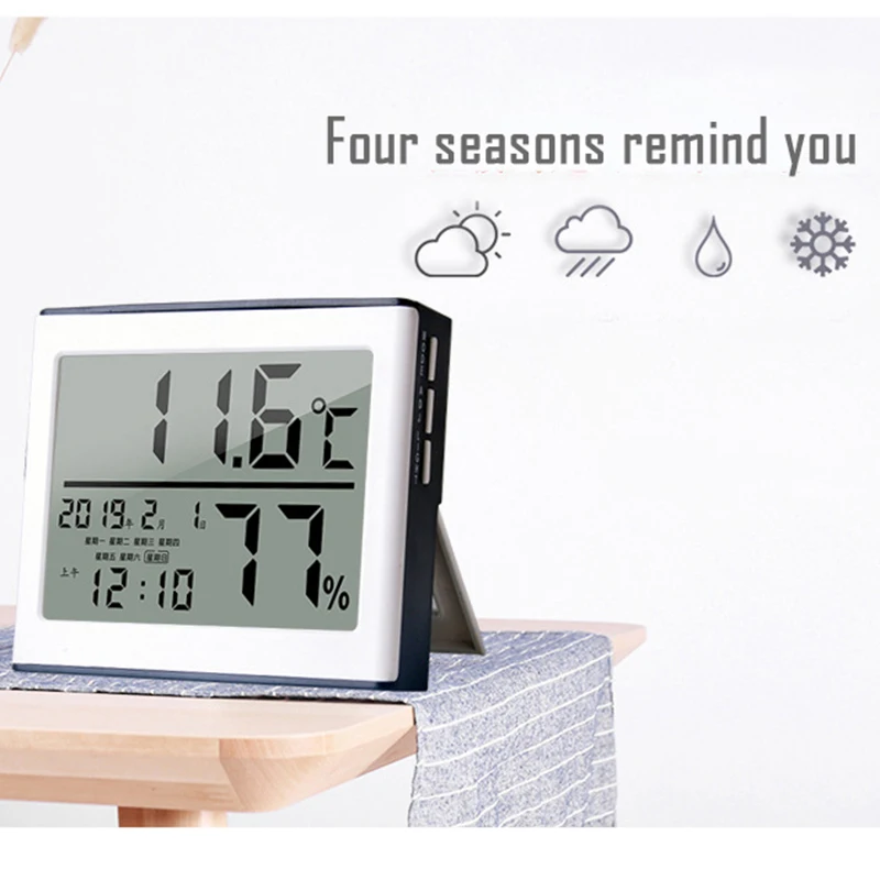 LCD Digital Temperature Humidity Meter HTC-1 HTC-2 Home Indoor Outdoor hygrometer thermometer Weather Station with Clock