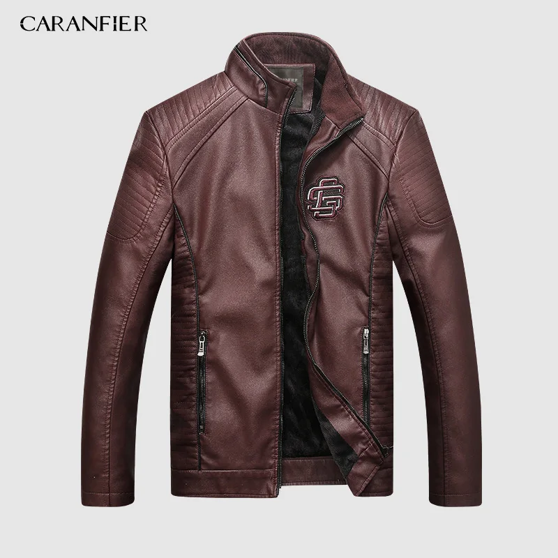 CARANFIER мужские зимние куртки-бомберы верхняя одежда искусственная мужская кожаная куртка замшевая куртка модная мотоциклетная куртка L-3XL
