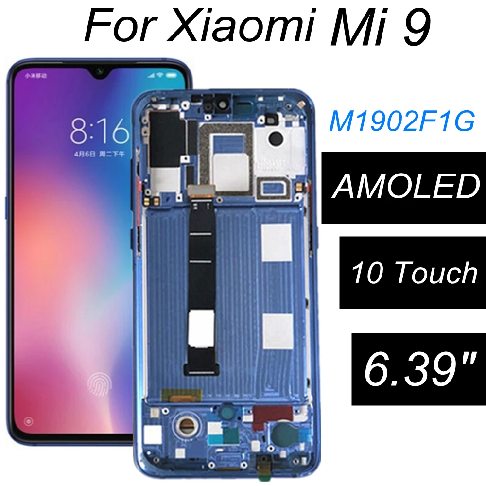 6.39" AMOLED LCD FOR Xiaomi Mi 9 Mi9 Display+Touch Screen Digitizer Assembly Replacement Accessories | Мобильные телефоны и