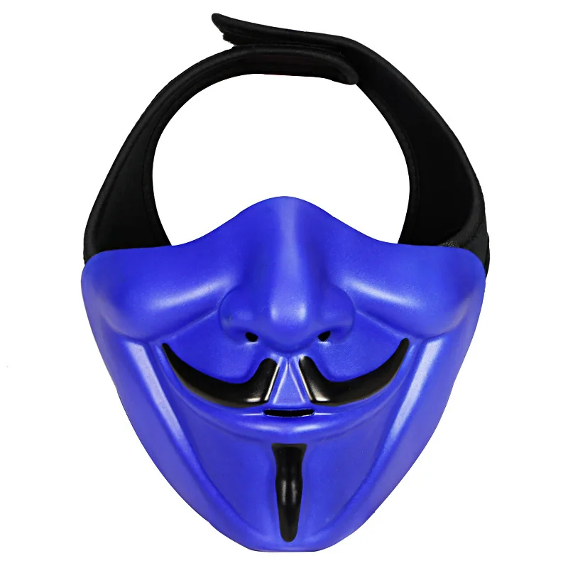 Самурайская хання военные тактические маски череп открытый шлем маска на Хэллоуин вечеринку косплей костюм военный Пейнтбол маски - Цвет: Blue