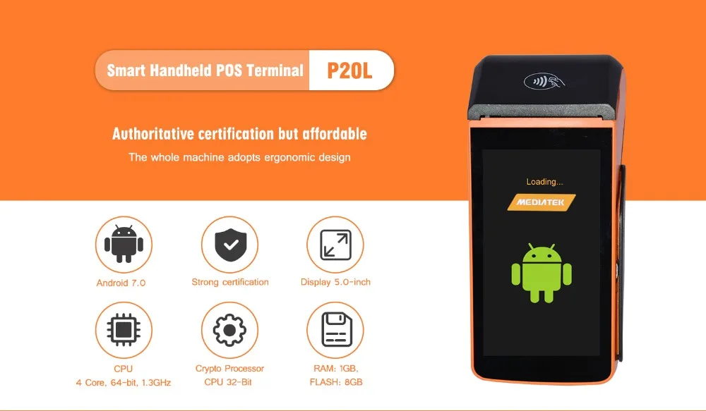 Terminal da Posição do Andróide do Varredor de 4g 2d com Impressora Z100 com Certificado de Pci Wifi Bluetooth ic Nfc Emv - Msr & 2 de 4g wifi bluetooth msr & ic