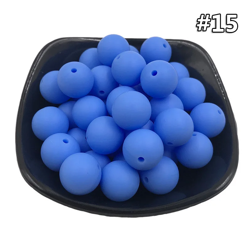 5PCS Beads 15 5 шт. круглые силиконовые бусы 19 мм Пищевой бисер для ожерелья Прорезыватели для зубов DIY Подвеска для детей ожерелье силикон Прорезыватель подарок - Цвет: 5PCS Beads 15