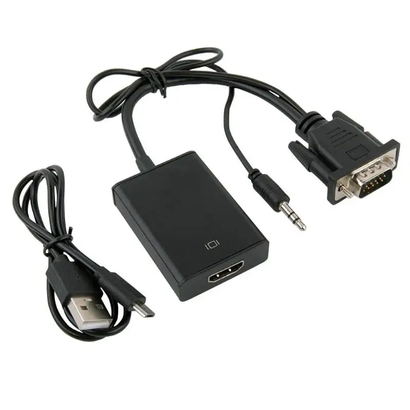  VGA Maschio a HDMI Convertitore Femminile Dell'adattatore del Cavo Con Audio Uscita di 3.5mm 1080P 
