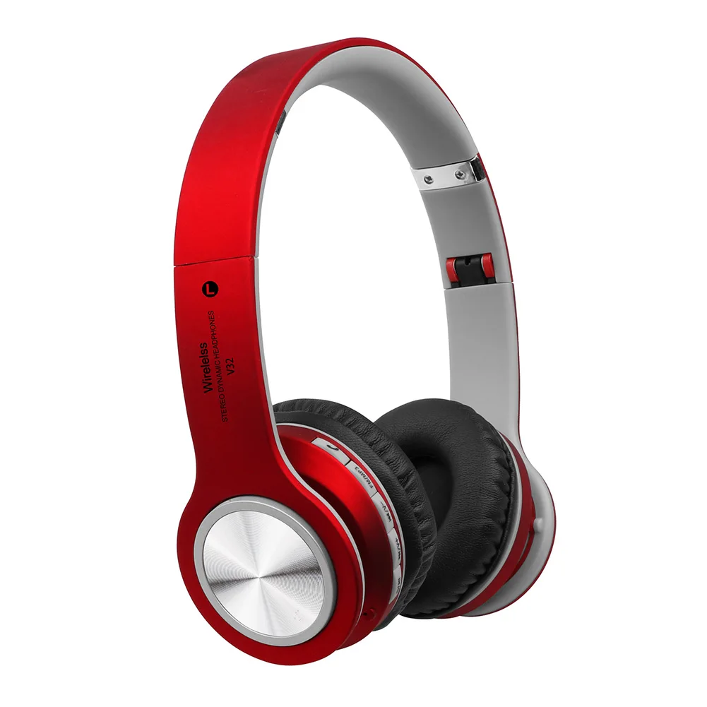 Беспроводная Bluetooth гарнитура беспроводные наушники Bluetooth стерео HIFI Складные портативные наушники с микрофоном AUX кабель Прямая поставка - Цвет: Красный
