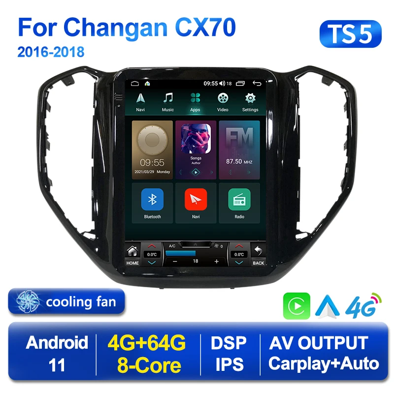 Автомобильный мультимедийный видеоплеер Changan CX70 128-2016 ГГц 6 + 2018 ГБ Android 11 с большим
