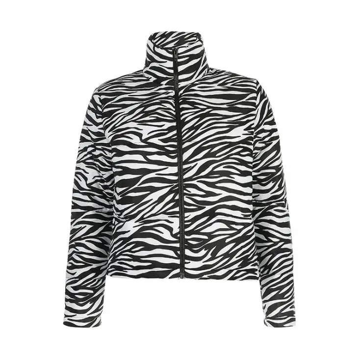 Black and White Новая зимняя женская теплая короткая куртка с высоким воротником - Цвет: Black and White