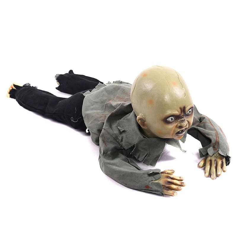 Bebe Gateando Animado Zombie Aterrador Bebes Fantasmas Muneca Encantada Decoracion De Halloween Suministros De Accesorios Aliexpress