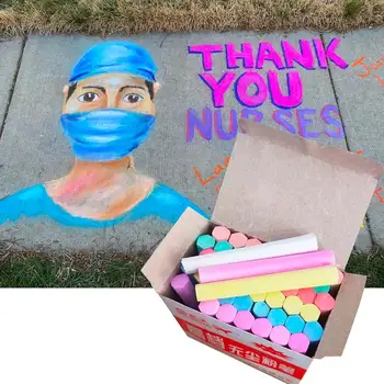 

48pc hexagonal dust-free chalk sidewalk chalk set – street chalk – 6 bright and cheerful colors – non-toxic free shipping 40A13