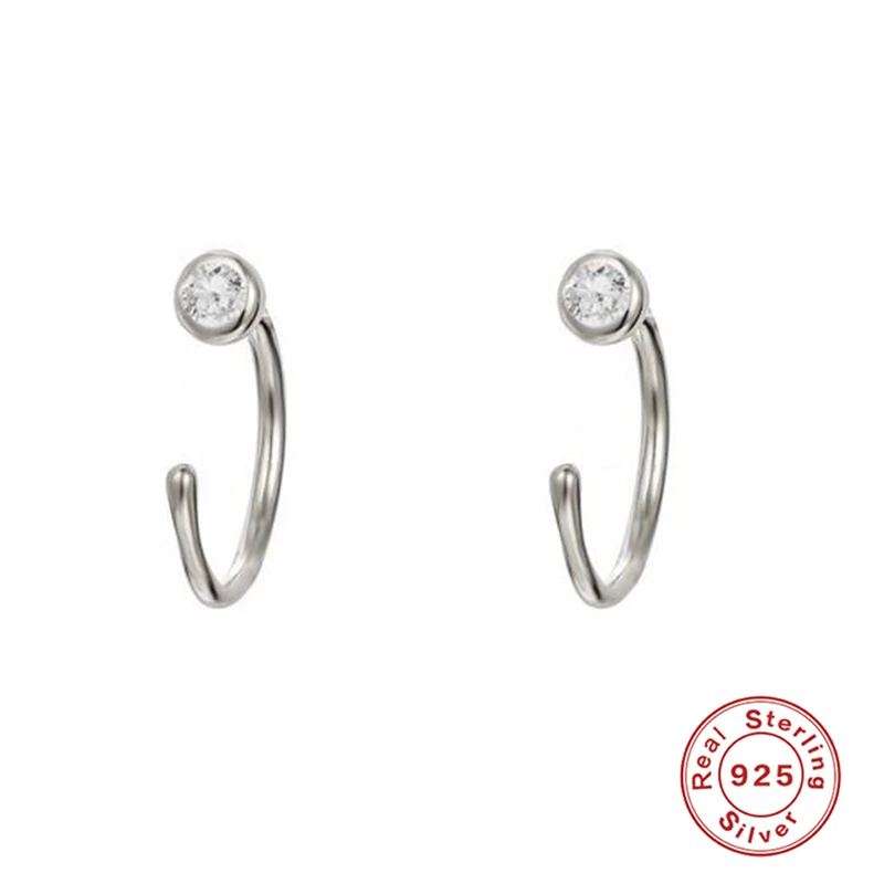 Серьги-кольца Quinby из натуральной 925 пробы, серебряные, круглые, круглые, для женщин, серьги с кристаллами, золотые, серебряные ювелирные изделия, подарок