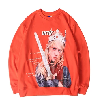 

Women Mens Hoodies Sweatshirts Little Girl Queen With A Sword Solid Color Green Red Sweatshirt Men Autumn Outwear Hiphop