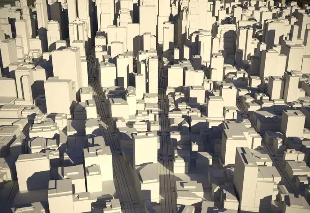 3D городская модель низкий поли файл в max bip obj mtl fbx формат VR AR ресурс
