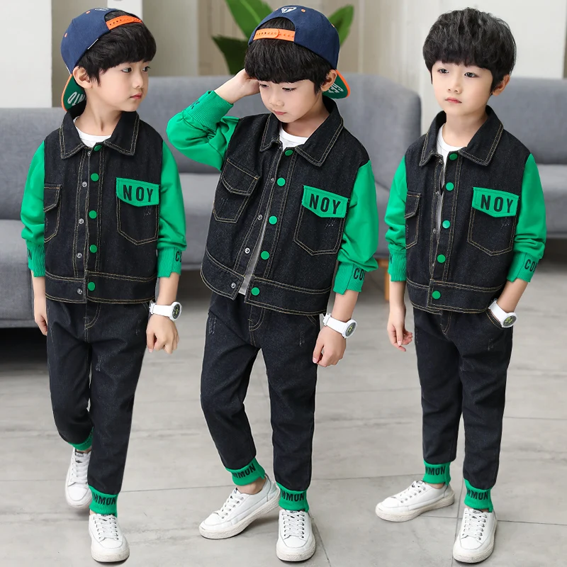 

2019 Autumn Boys Jacket denim jackets sets for boys outerwear jean coat child boy casual clothes denim coats boys jeans wear
