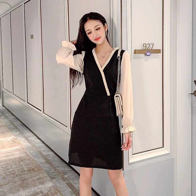 

Dress Hepburn Wind 2019 New Style Autumn Wisdom Smoked Skirt French Platycodon Grandiflorum Skirt Waist Hugging Chiffon Skirt Wo