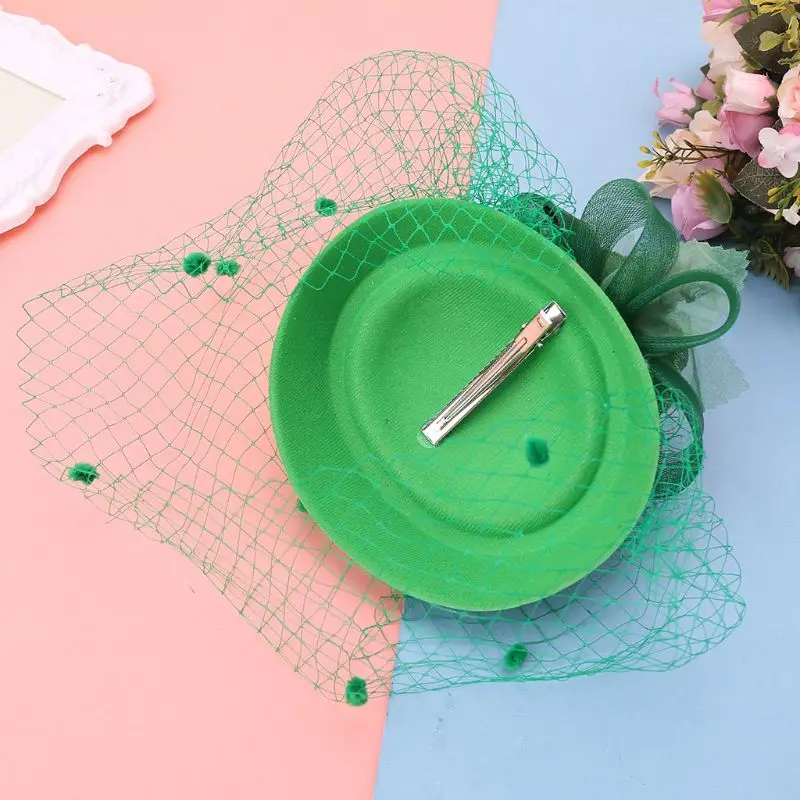 Coslony, Коктейльные, вечерние, Seashell, вуалетки, Pillbox Hat, женские блестящие, порошок, роза, цветок, карамельный цвет, сетка, вуаль, заколка для волос