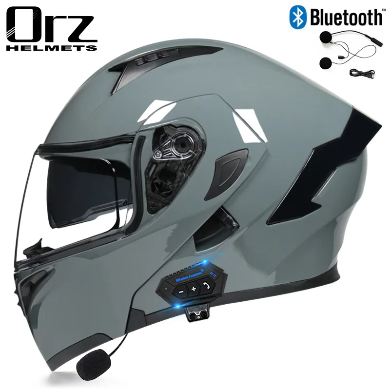 Dot Flip Up Safe Motocross Casco Bluetooth Moto Modulare Dual Lens Casco Moto Casco Capacete Casque Moto