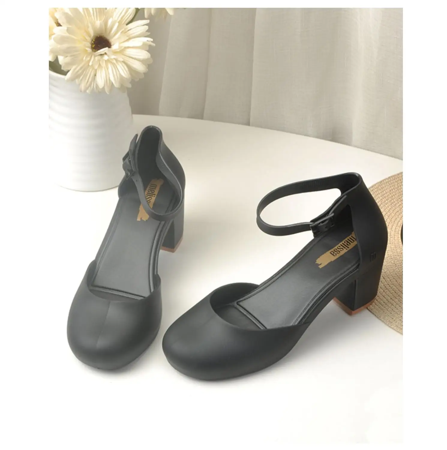 Черный Melissa/обувь с пряжкой; женские босоножки; модные босоножки с круглым носком в римском стиле; женские босоножки на платформе; сезон лето; коллекция года; zapatos de mujer - Цвет: Черный