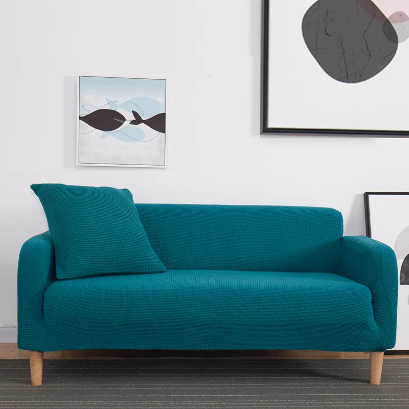 Одноцветные чехлы для диванов секционные эластичные чехлы для диванов для гостиной чехлы для диванов L форма чехлы для диванов один/два/три сиденья - Цвет: Bluestone
