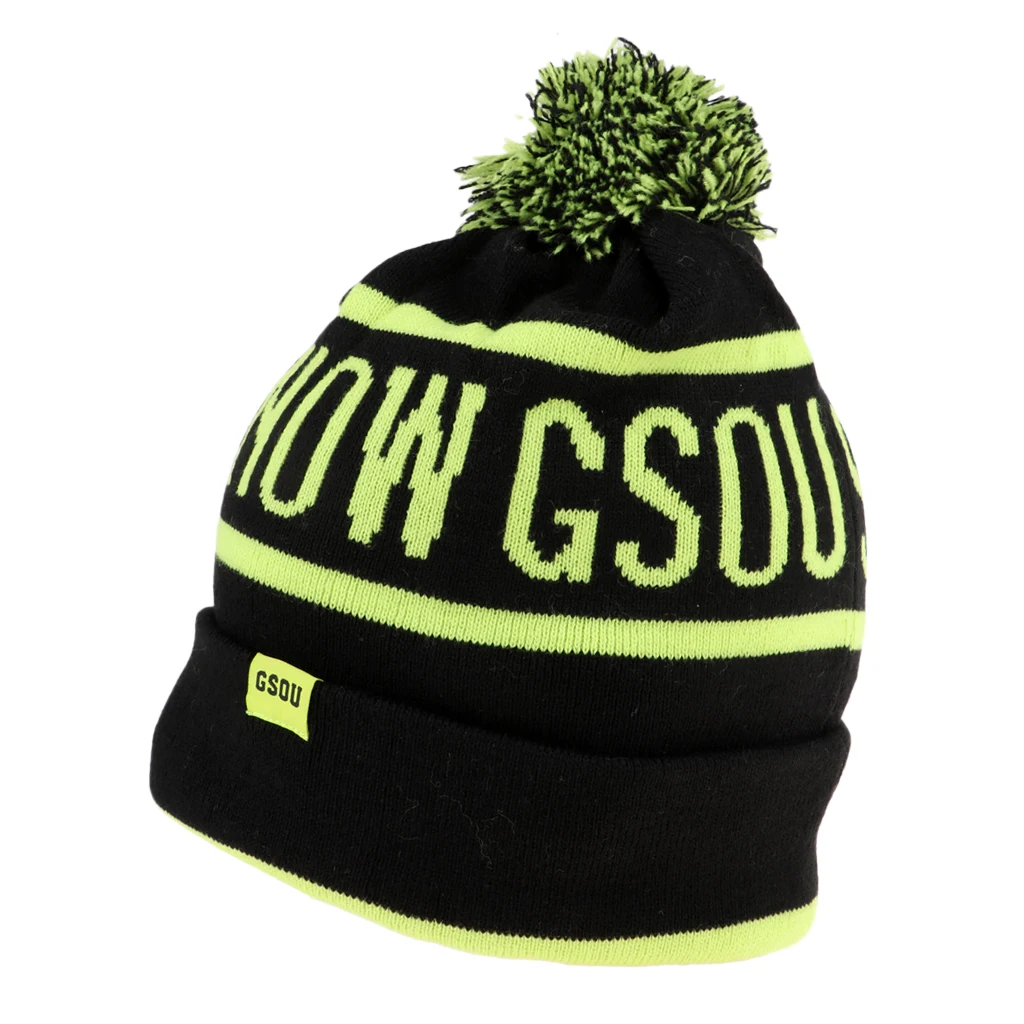 Unisex Snowboard Cycling Baggy Beanie Hat Winter Warm Pom Knit Ski Soft Long Cuff Running Skull Cap