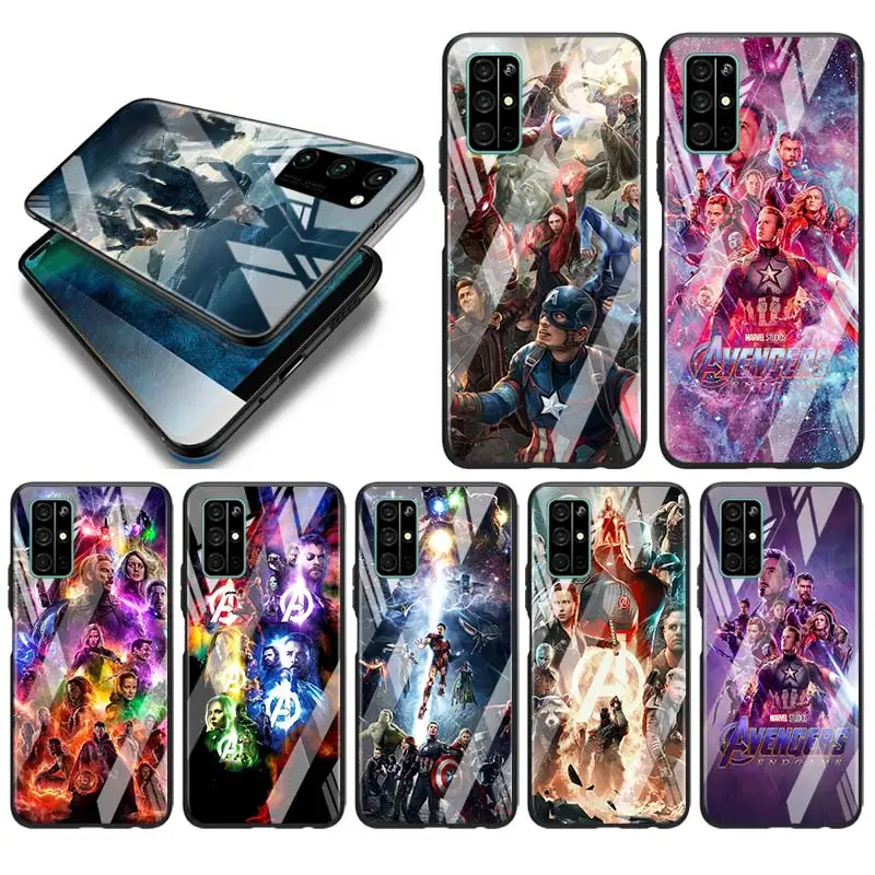 Популярный новый чехол из закаленного стекла роскошный с героями Marvel Мстители