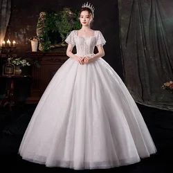 Ball Gown Wedding Dresses Puff-sleeve Vintage Wedding Gowns Luxury Lace Backless Bride Dress Plus Size Robe De Mariee