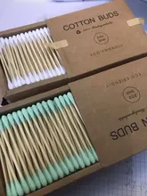 200 unids/caja de doble cabeza hisopo de algodón palos de bambú algodón desechable Capullos de algodón para belleza maquillaje nariz y orejas de limpieza