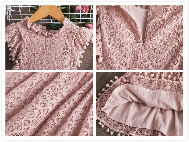 Summer Toddler Girls Lace Cake Dress Kids Sleeveless Floral Mesh Wedding Dresses Children Clothing For Baby Girls 3 to 8 Years