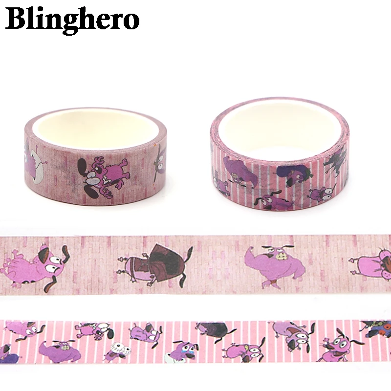 

CA143 COURAGE The Cowardly Dog Pink Washi Tapes Painting paper Masking tape Decorative Adhesive Tapes Scrapbooking Stickers 1pcs
