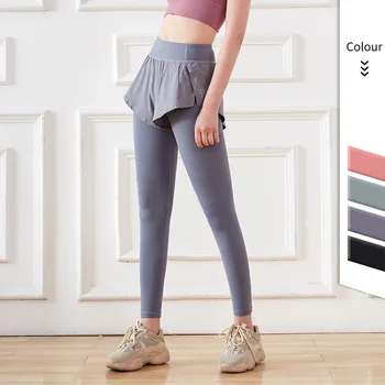 

Fake Two Piece Fitness Pants Women's Elastic Tight Running Skirt Pants Summer Quick Drying High Waist Hip Lifting Yoga Pants