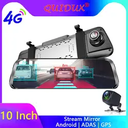 QUIDUX 4 г ADAS Автомобильный dvr камера 10 "Android поток медиа зеркало заднего вида Full HD 1080 P Wi Fi для панели, GPS Cam Регистратор Видео регистраторы