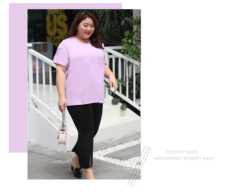 TUHAO Summer Women Office Lady Elegant Black Pants Casual High Waist Women Plus Size 7XL 6XL 5XL 4XL Elastic Capri Female WM55