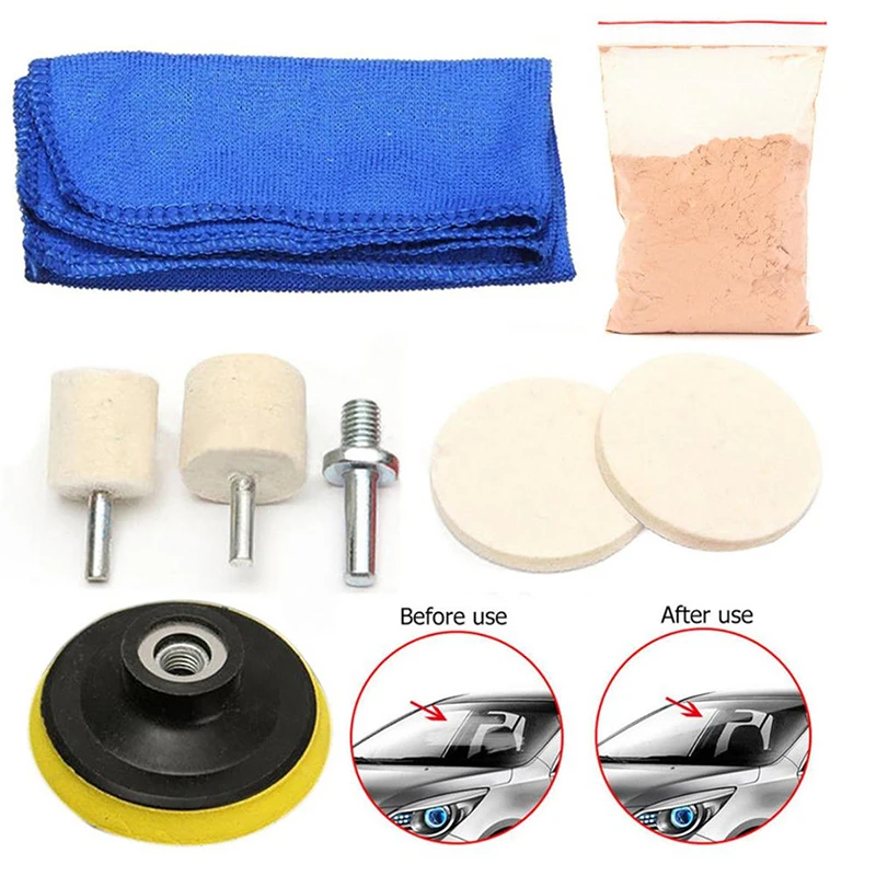 Vehemo Glass Furniture Car Buffers and Polishers Kit Tool Windshield Polishing Tool Useful Glass Polishing Kit for Scratch