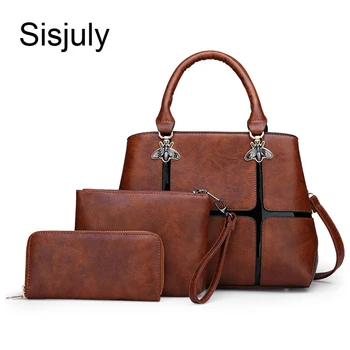 

Sisjuly 3PCS Sets Leather Handbag Women Composite Purse Bag Large Capacity Crossbody Bags Female Plaid Shoulder Bag Sac a Main