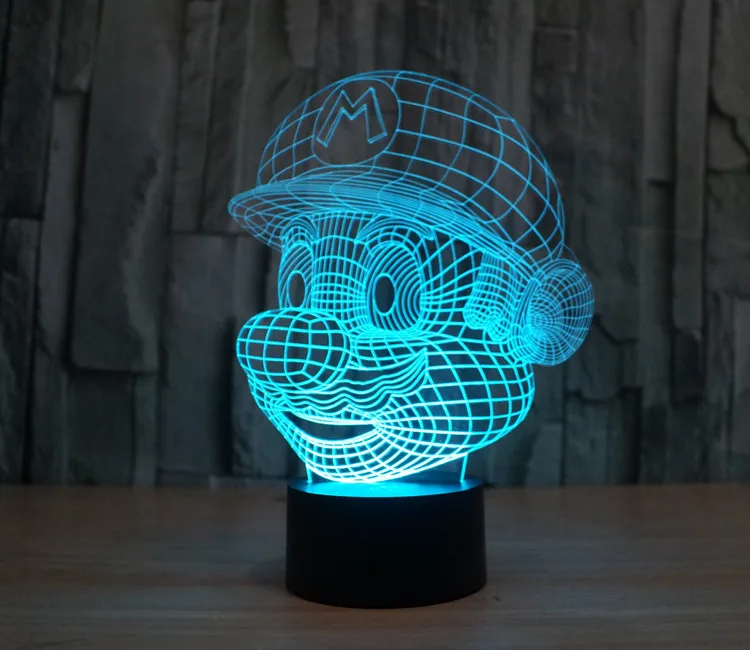 

Colorful 3D Lamp Colorful Gradient Visual Stereo Lamp Illusion Light Vision Lamp Touch Switch Mario